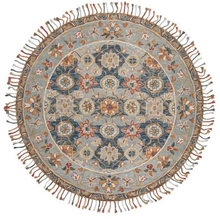 Safavieh 9 x 9 ft. Aspen Hand Tufted Round Rug; Grey & Navy APN110A-9R
